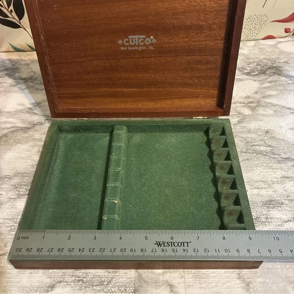 Cutco Knife Storage Box Wooden Dovetail Velvet Lined 8 Knife Slots
